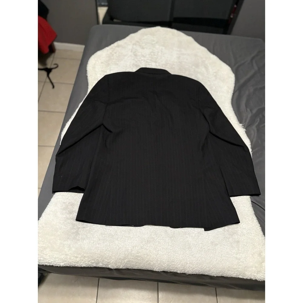 Michael Kors Mens Black Pinstripes Wool Sport Blazer Jacket Size 46R Lord Taylor
